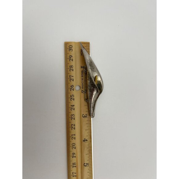 Calla Lily Brooch Stamped Mexico 525 Silver 3" Vintage - Picture 7 of 8